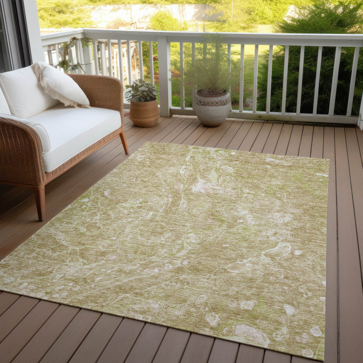 Machine Washable Indoor/ Outdoor Chantille Abstract Watercolor Rug