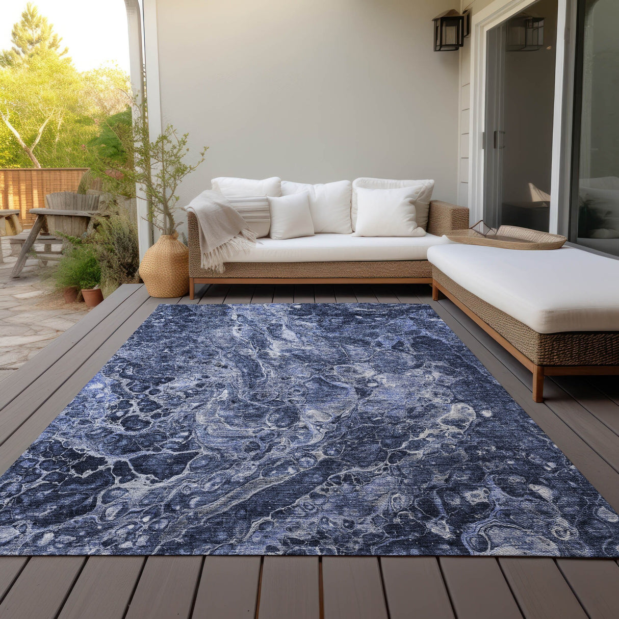 Machine Washable Indoor/ Outdoor Chantille Abstract Watercolor Rug
