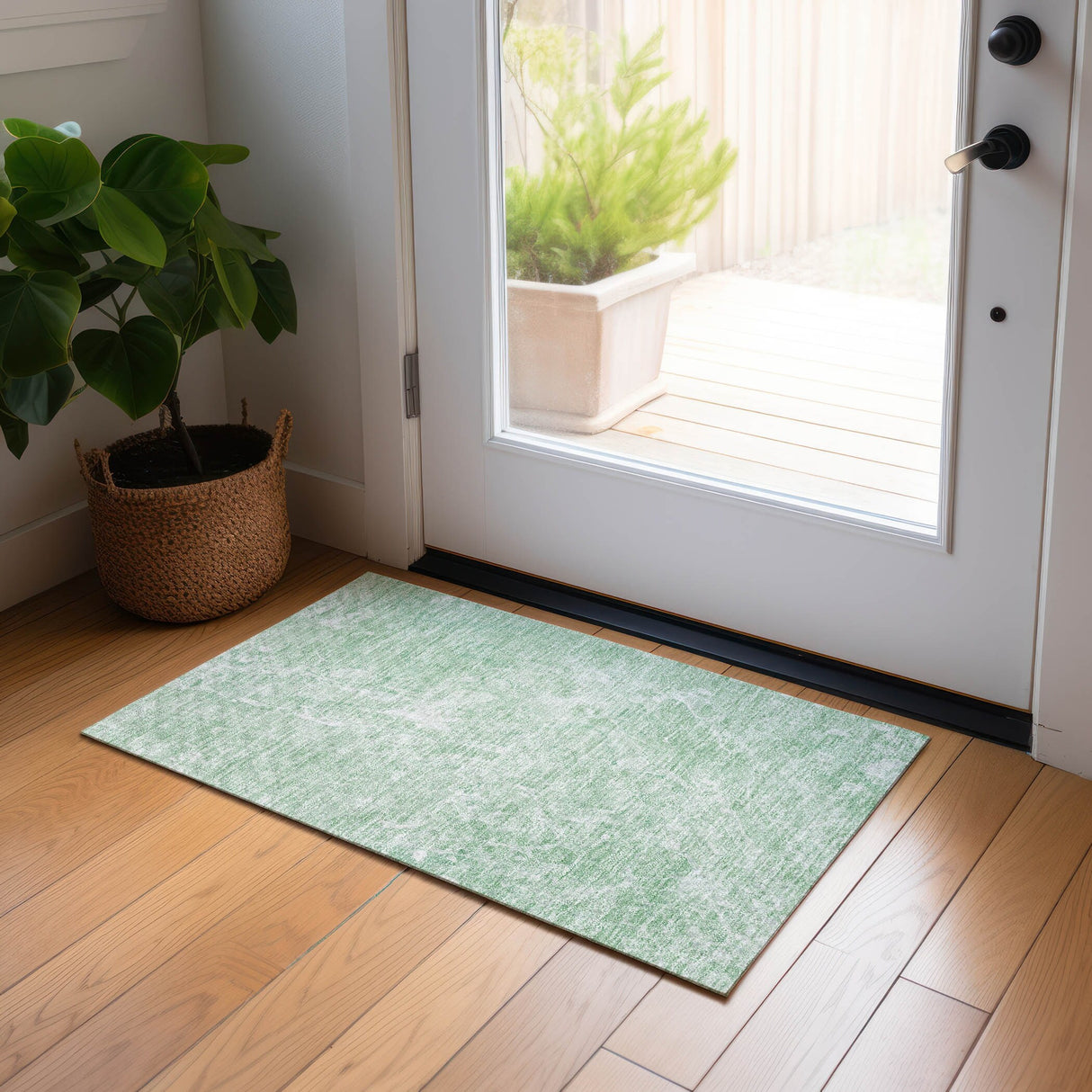 Machine Washable Indoor/ Outdoor Chantille Abstract Watercolor Rug