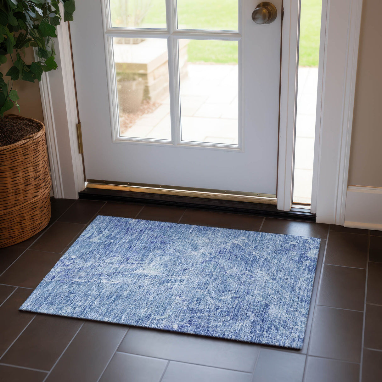 Machine Washable Indoor/ Outdoor Chantille Abstract Watercolor Rug