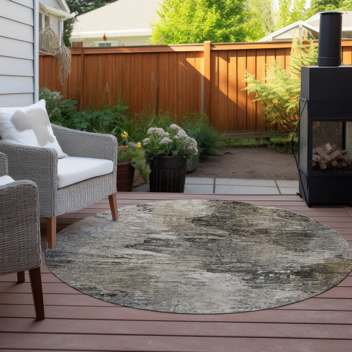 Machine Washable Indoor/ Outdoor Chantille Abstract Watercolor Rug