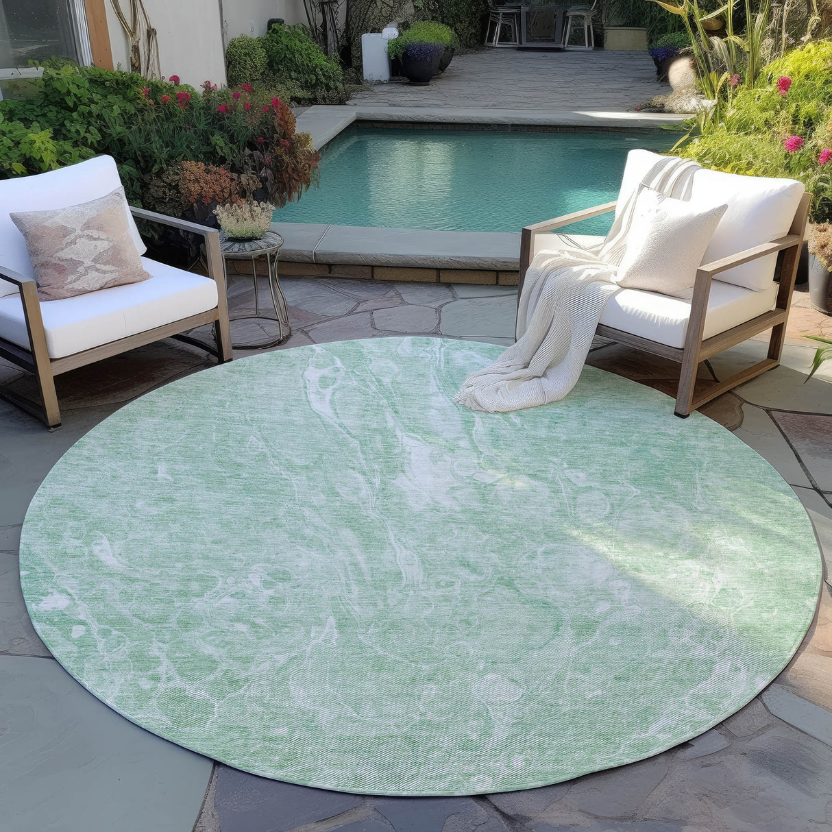 Machine Washable Indoor/ Outdoor Chantille Abstract Watercolor Rug