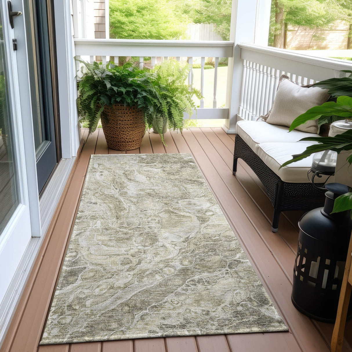 Machine Washable Indoor/ Outdoor Chantille Abstract Watercolor Rug