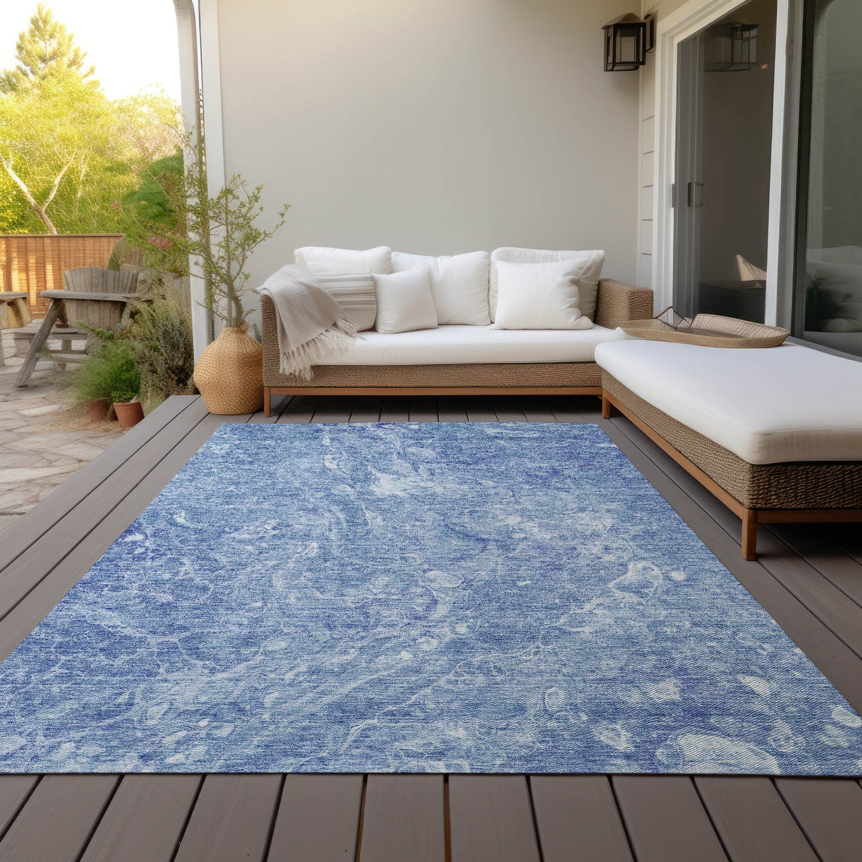 Machine Washable Indoor/ Outdoor Chantille Abstract Watercolor Rug