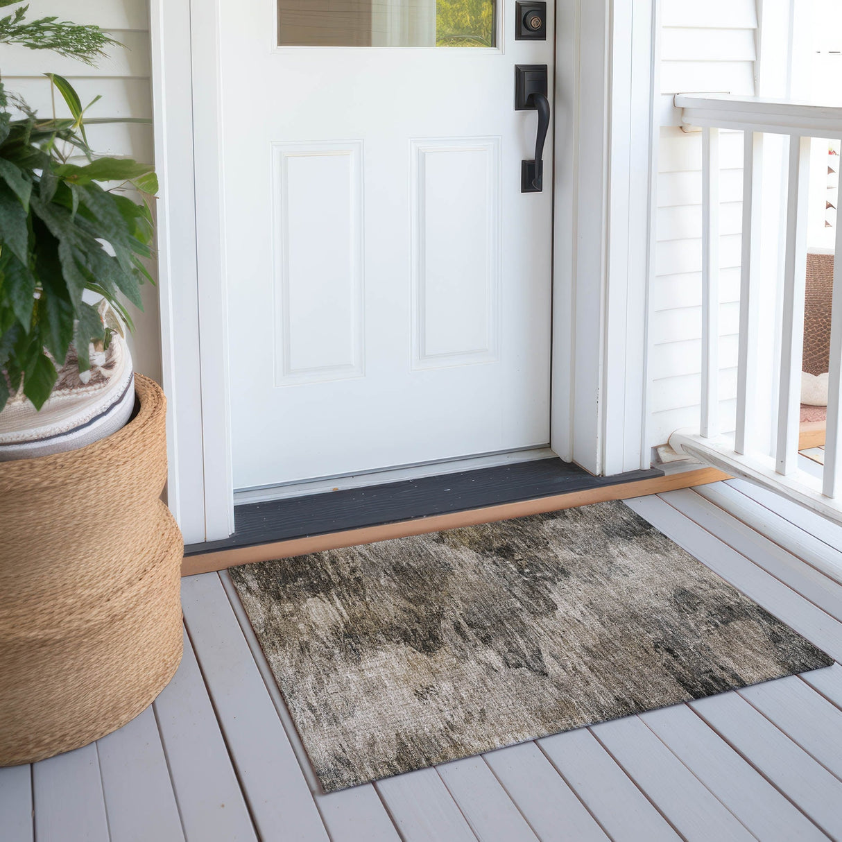 Machine Washable Indoor/ Outdoor Chantille Abstract Watercolor Rug