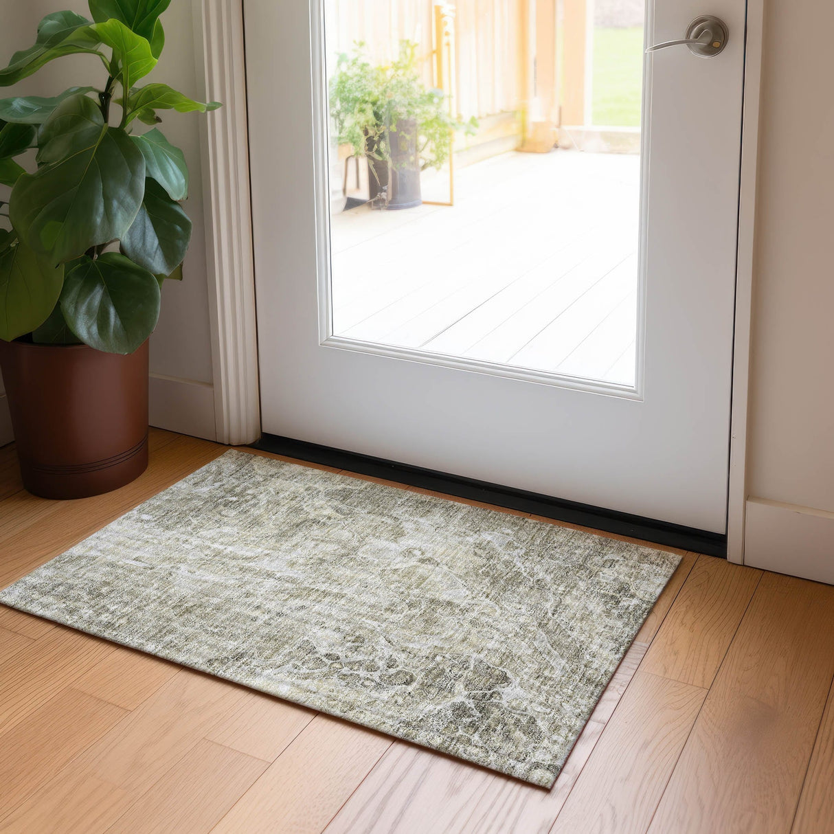 Machine Washable Indoor/ Outdoor Chantille Abstract Watercolor Rug