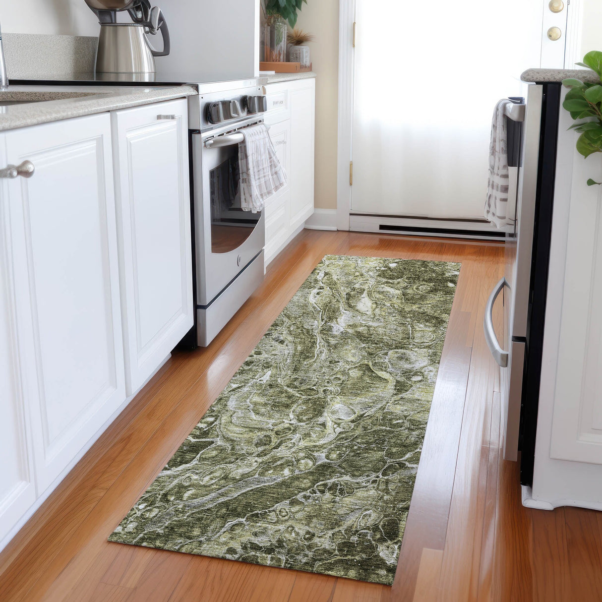 Machine Washable Indoor/ Outdoor Chantille Abstract Watercolor Rug
