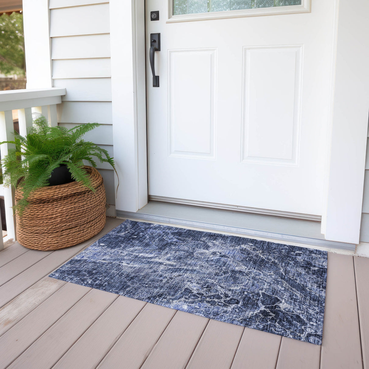 Machine Washable Indoor/ Outdoor Chantille Abstract Watercolor Rug