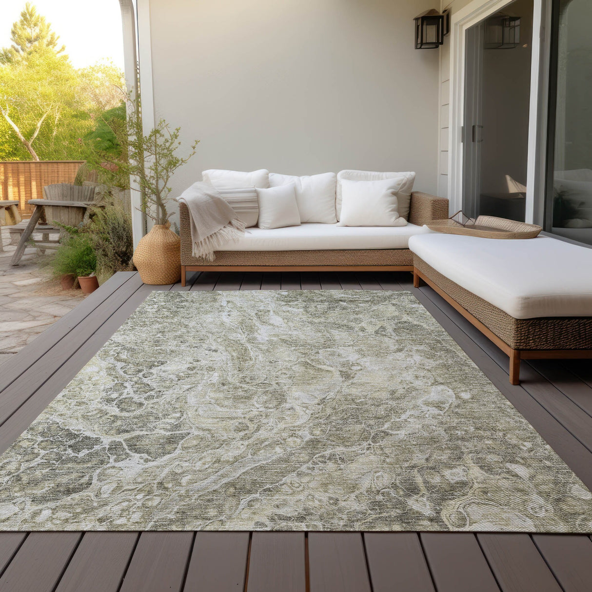Machine Washable Indoor/ Outdoor Chantille Abstract Watercolor Rug