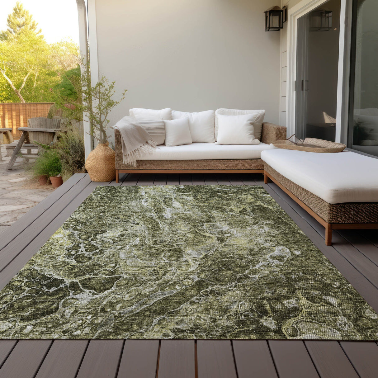 Machine Washable Indoor/ Outdoor Chantille Abstract Watercolor Rug