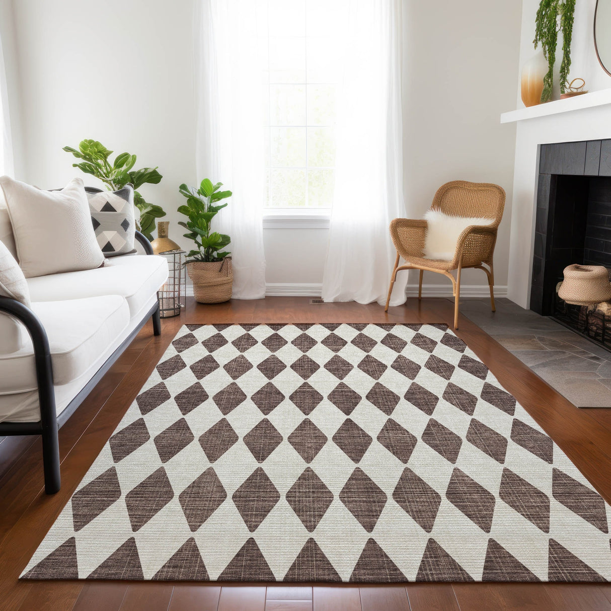 Machine Washable Indoor/ Outdoor Chantille Argyle Rug