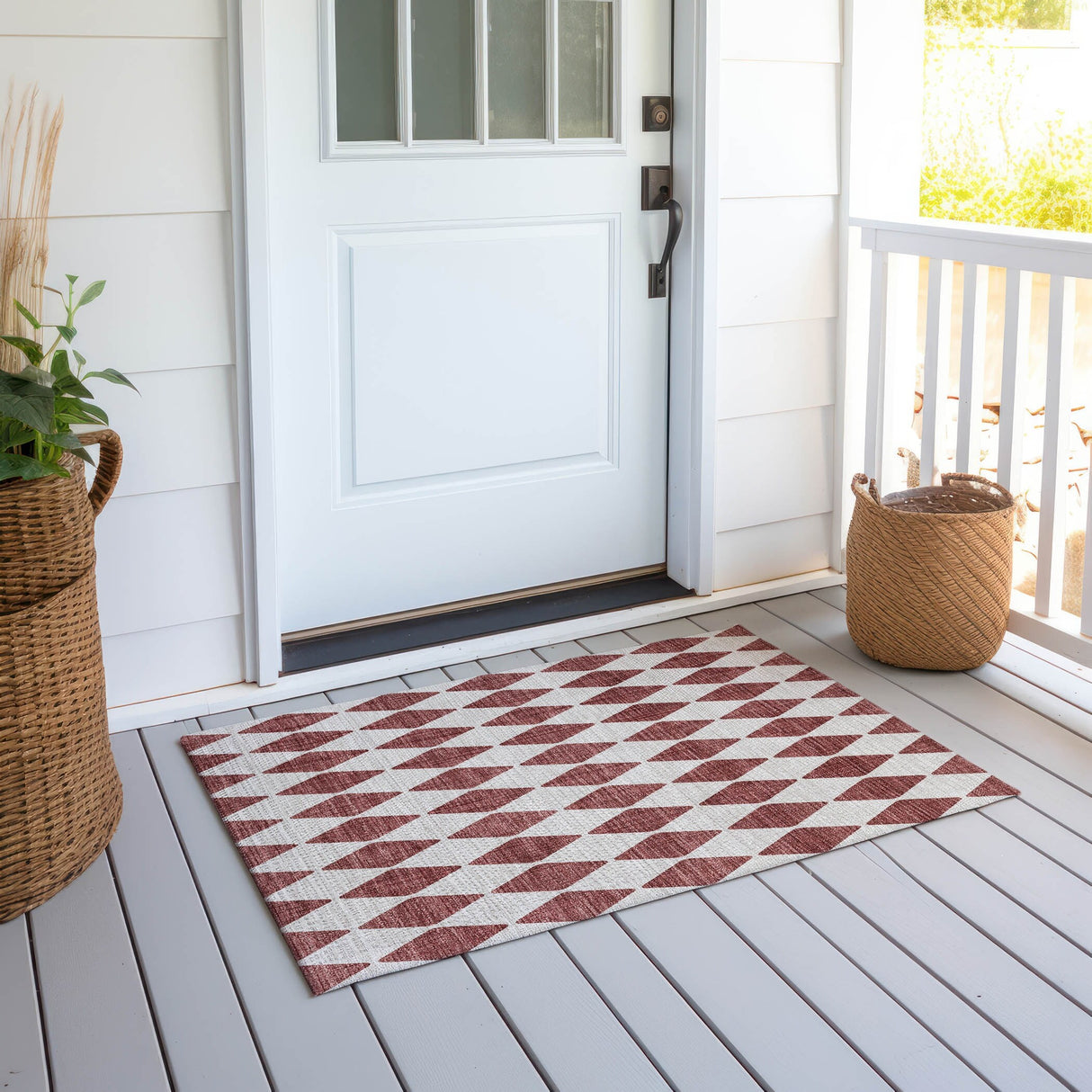Machine Washable Indoor/ Outdoor Chantille Argyle Rug