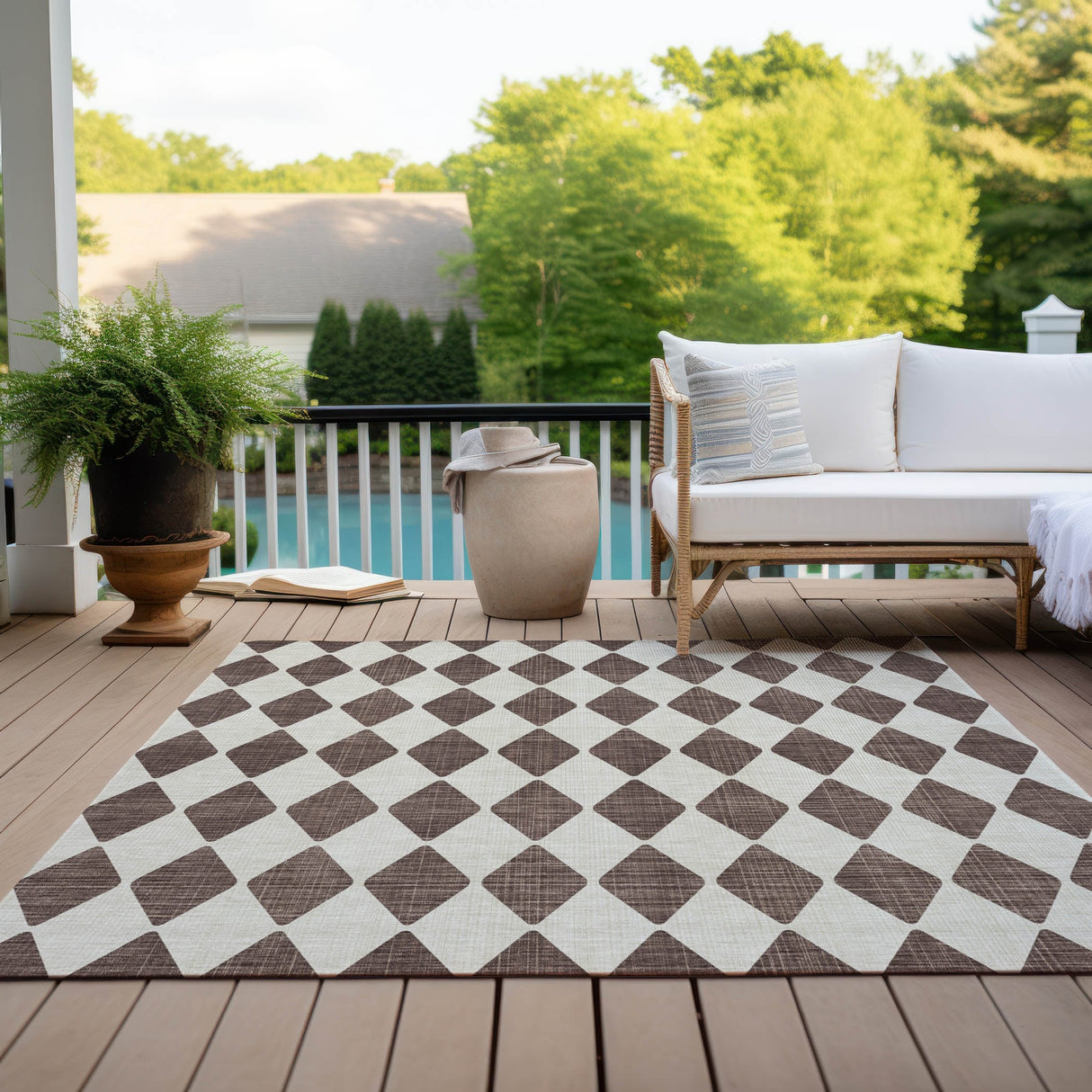 Machine Washable Indoor/ Outdoor Chantille Argyle Rug
