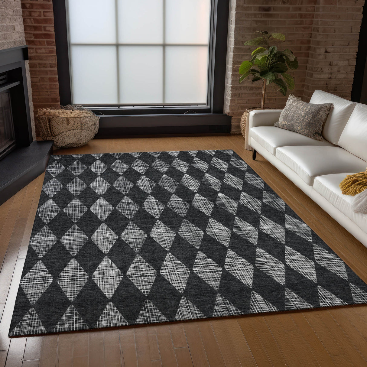 Machine Washable Indoor/ Outdoor Chantille Argyle Rug
