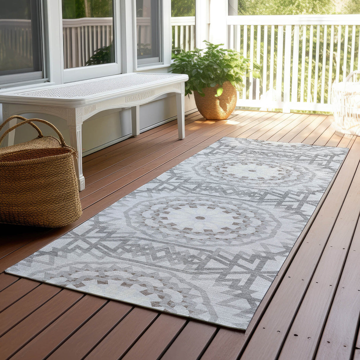 Machine Washable Indoor/ Outdoor Chantille Boho Global Rug