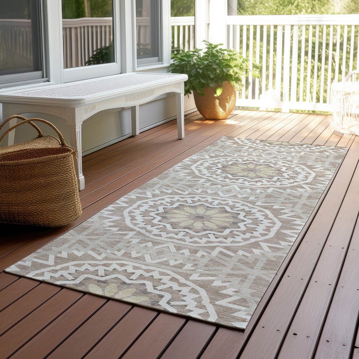 Machine Washable Indoor/ Outdoor Chantille Boho Global Rug