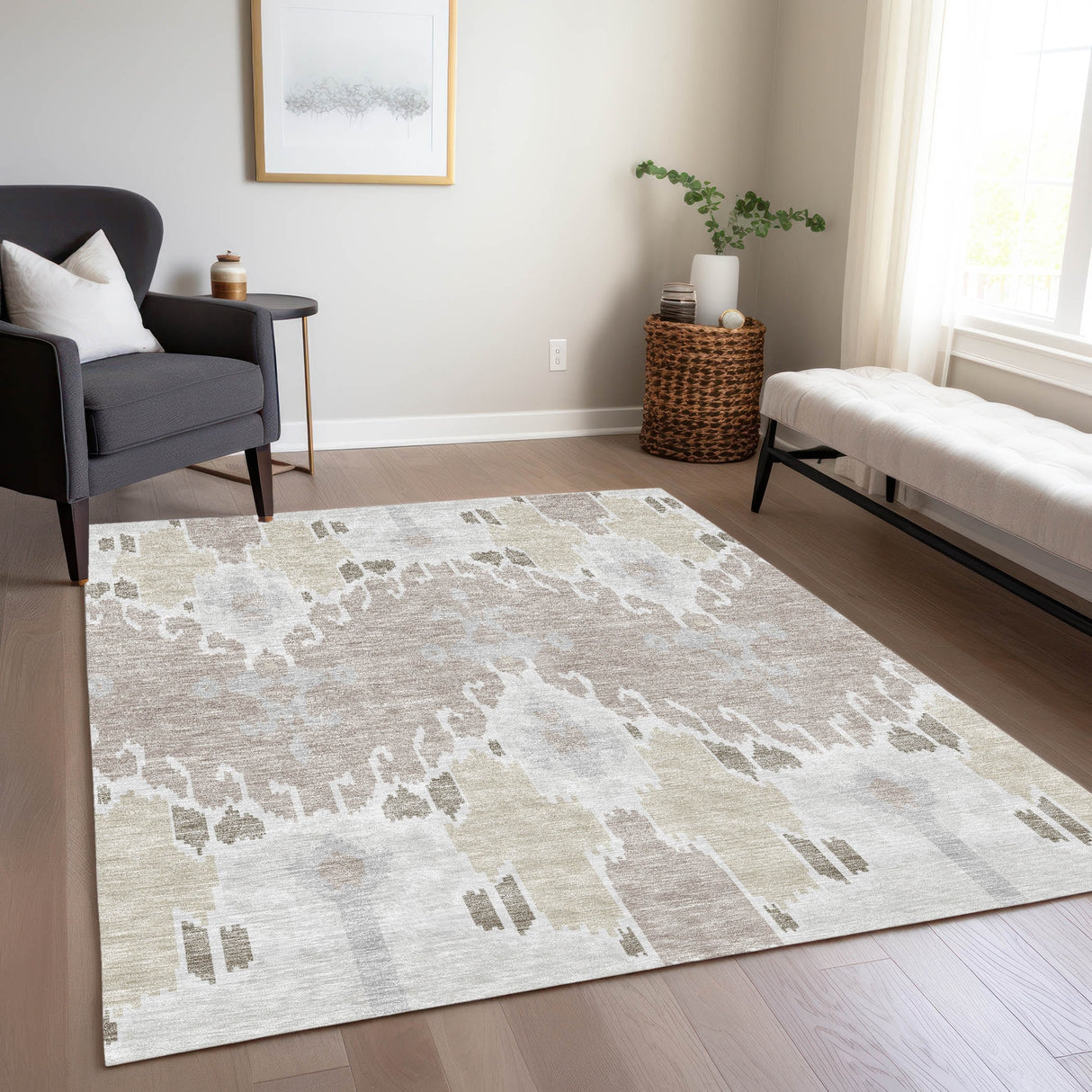 Machine Washable Indoor/ Outdoor Chantille Boho Global Rug