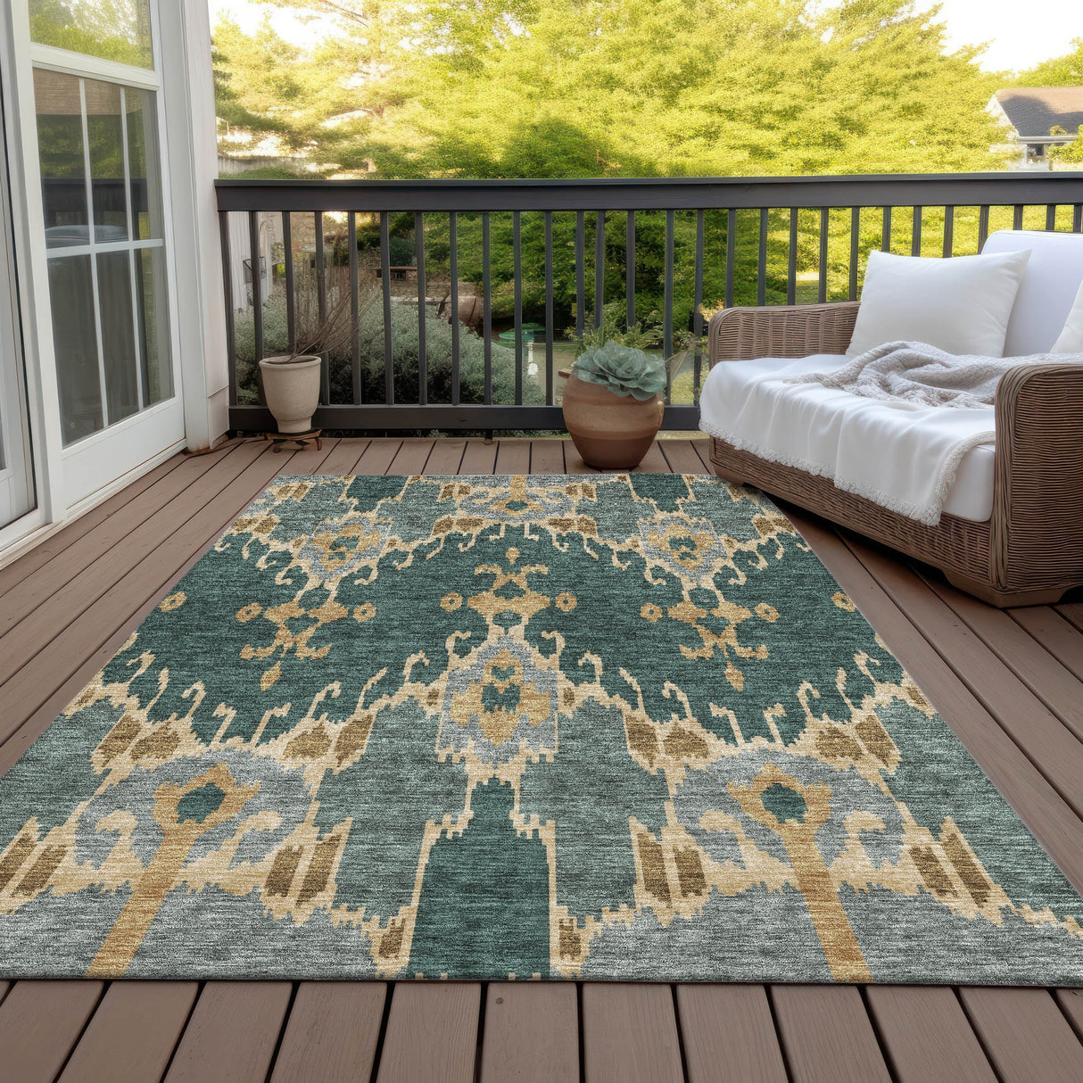 Machine Washable Indoor/ Outdoor Chantille Boho Global Rug