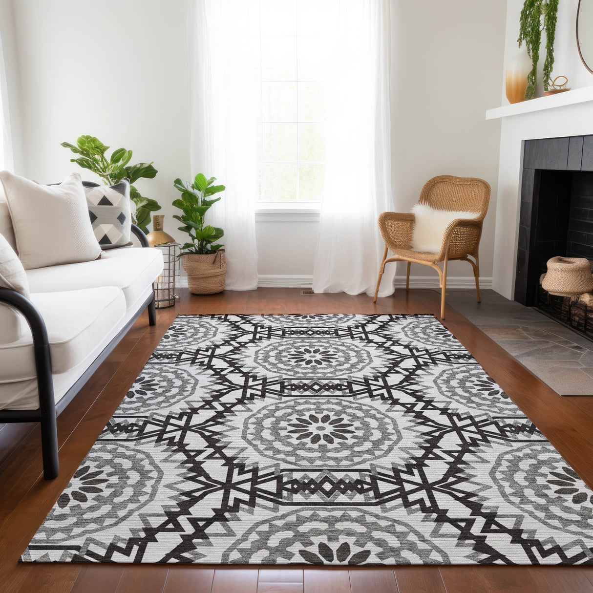 Machine Washable Indoor/ Outdoor Chantille Boho Global Rug