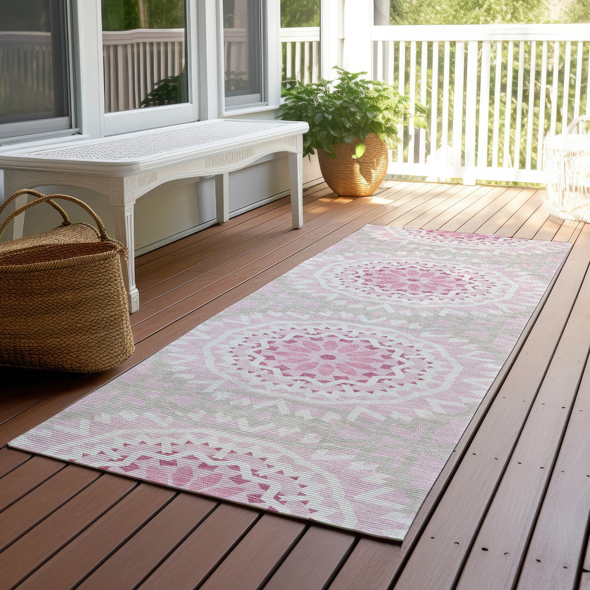 Machine Washable Indoor/ Outdoor Chantille Boho Global Rug