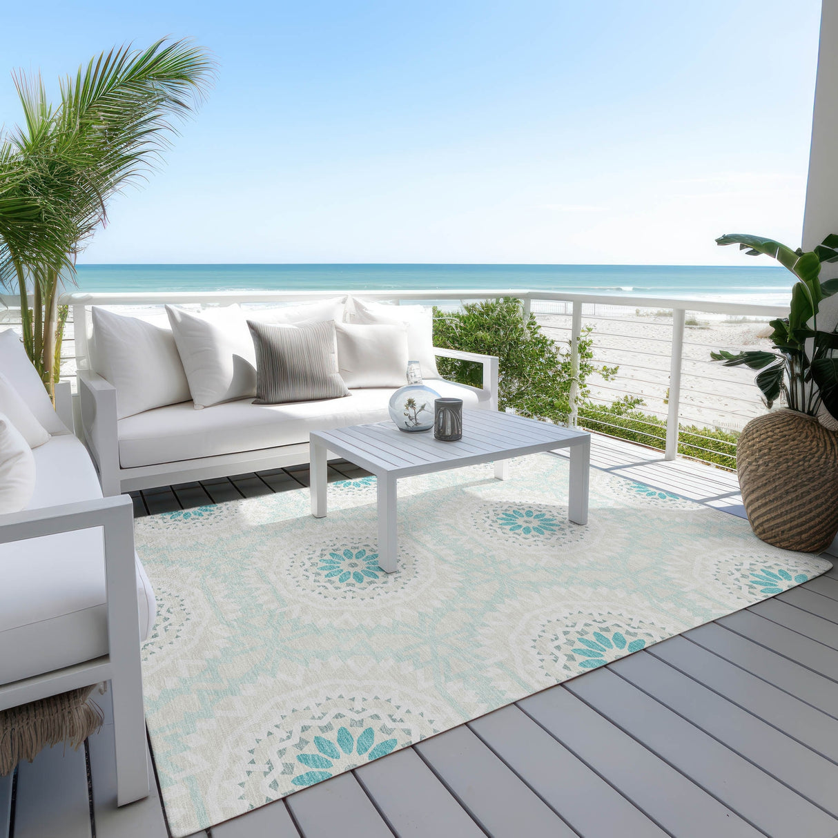 Machine Washable Indoor/ Outdoor Chantille Boho Global Rug