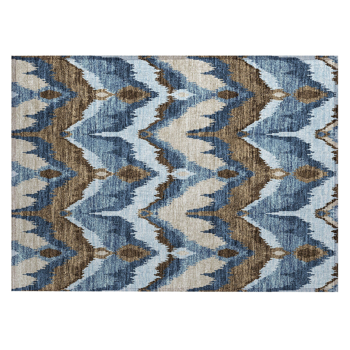 Machine Washable Indoor/ Outdoor Chantille Boho Ikat Rug