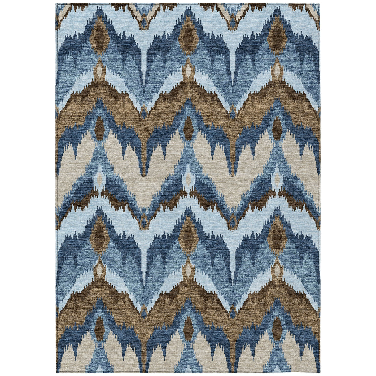 Machine Washable Indoor/ Outdoor Chantille Boho Ikat Rug