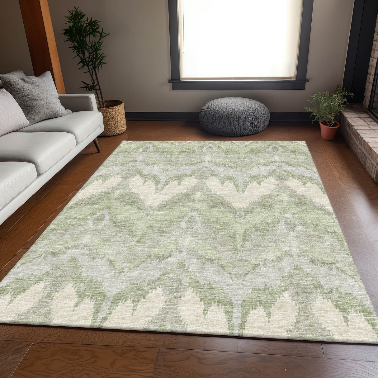 Machine Washable Indoor/ Outdoor Chantille Boho Ikat Rug
