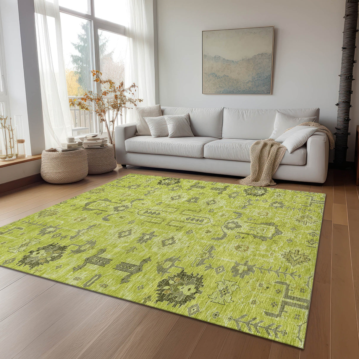 Machine Washable Indoor/ Outdoor Chantille Boho Rug