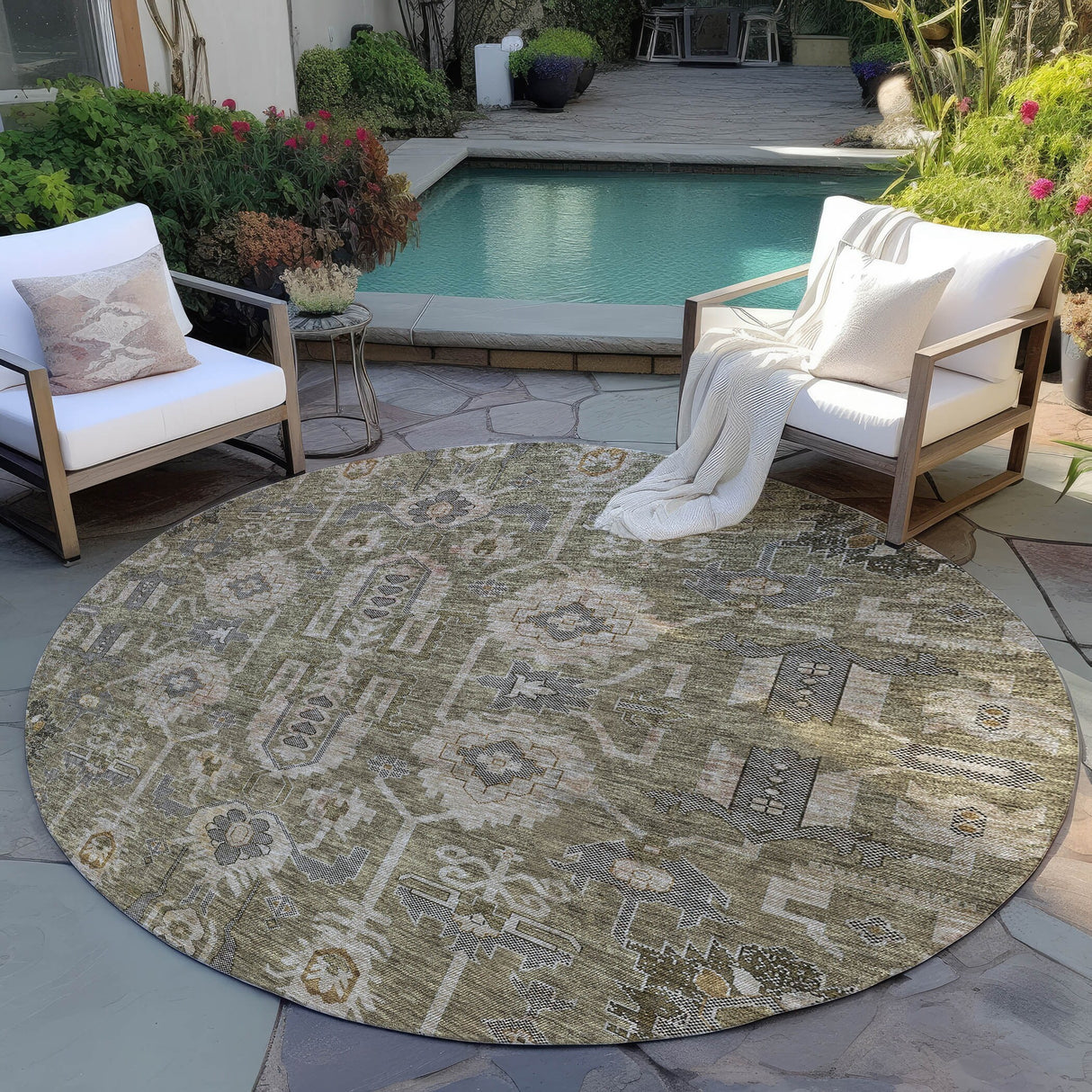 Machine Washable Indoor/ Outdoor Chantille Boho Rug