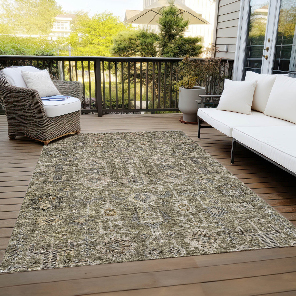 Machine Washable Indoor/ Outdoor Chantille Boho Rug