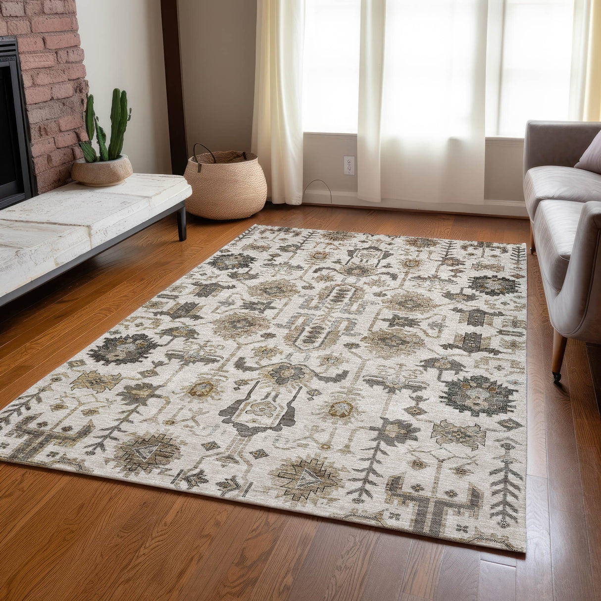 Machine Washable Indoor/ Outdoor Chantille Boho Rug