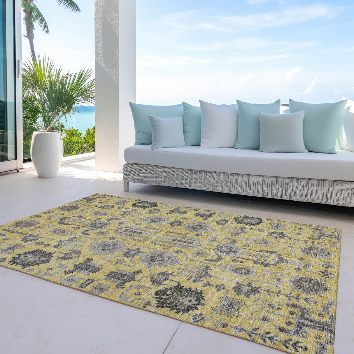 Machine Washable Indoor/ Outdoor Chantille Boho Rug