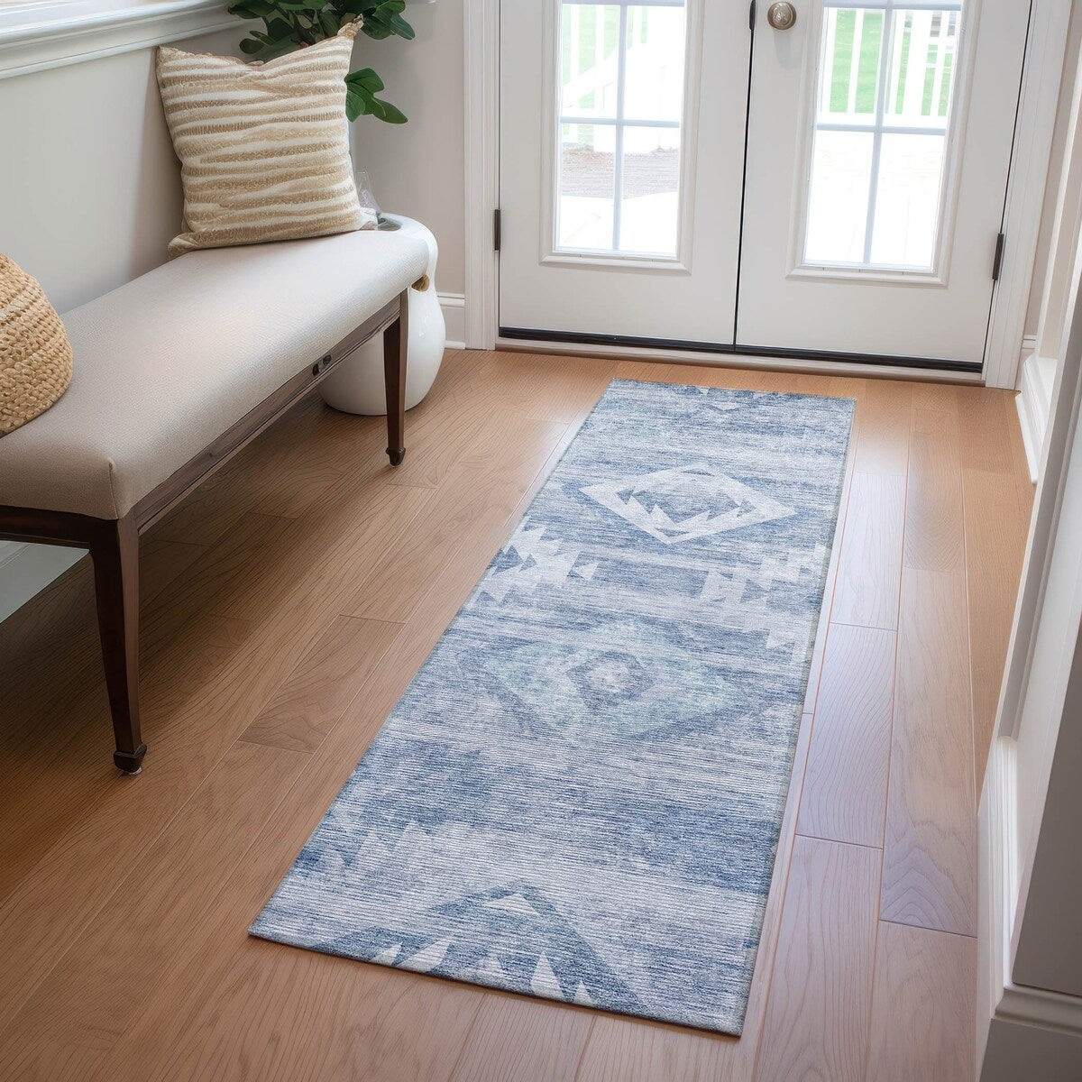 Machine Washable Indoor/ Outdoor Chantille Boho Tribal Rug