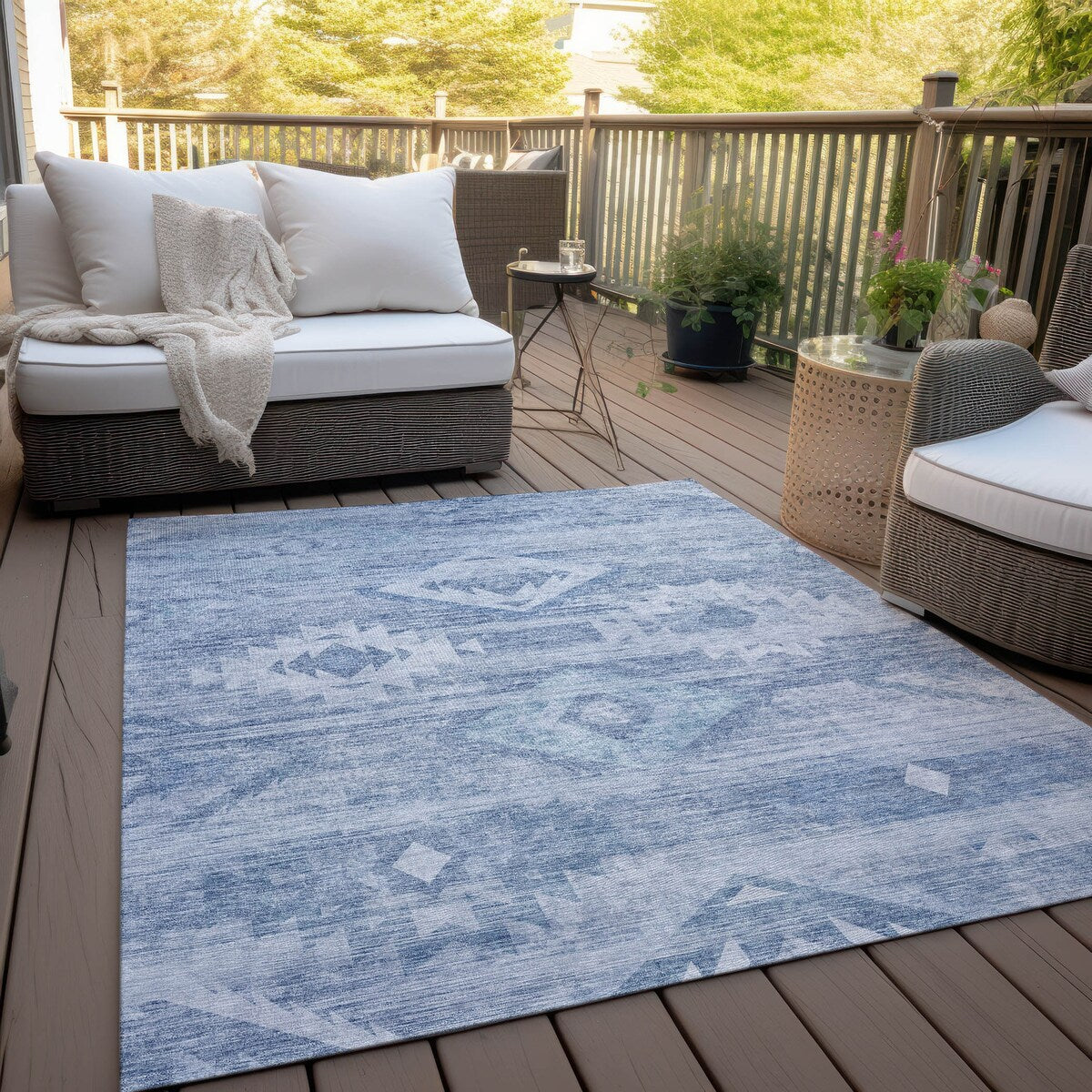 Machine Washable Indoor/ Outdoor Chantille Boho Tribal Rug