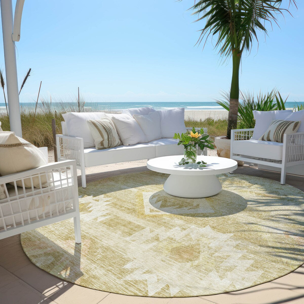 Machine Washable Indoor/ Outdoor Chantille Boho Tribal Rug