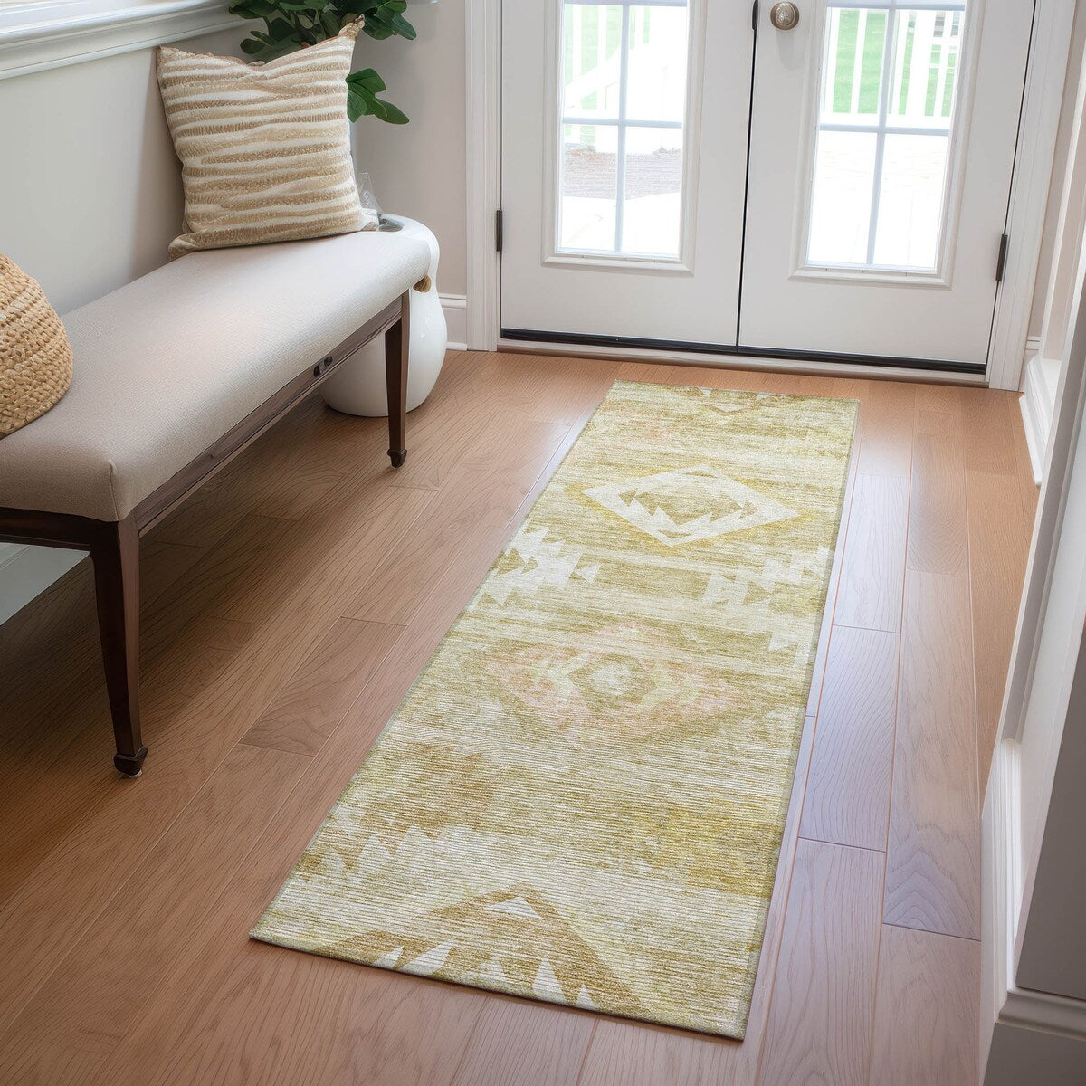 Machine Washable Indoor/ Outdoor Chantille Boho Tribal Rug