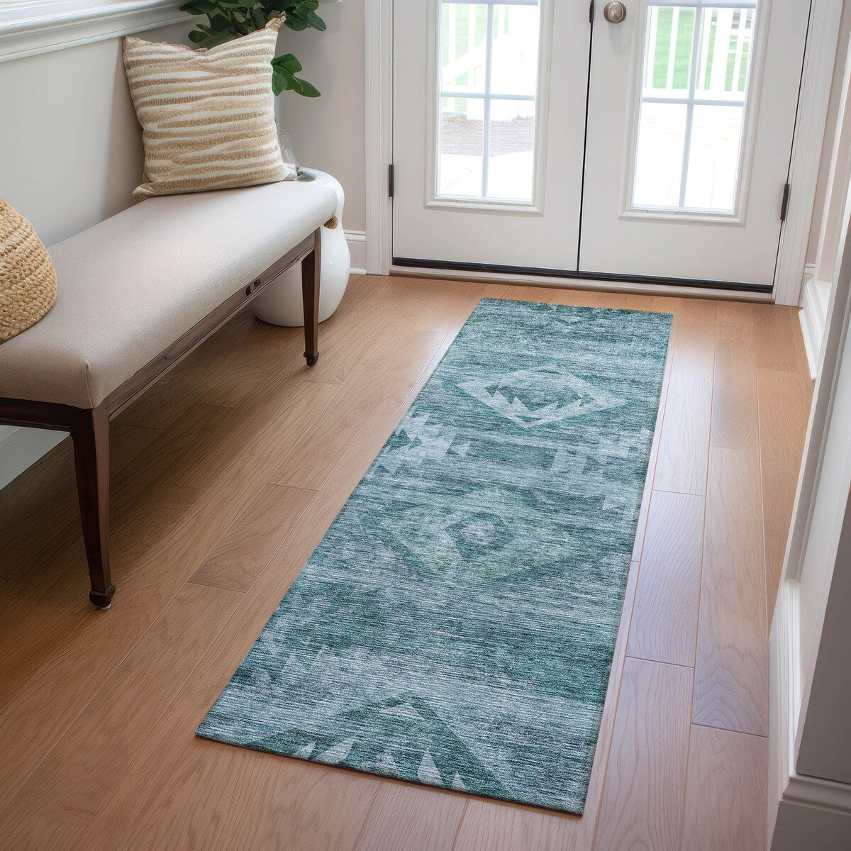 Machine Washable Indoor/ Outdoor Chantille Boho Tribal Rug