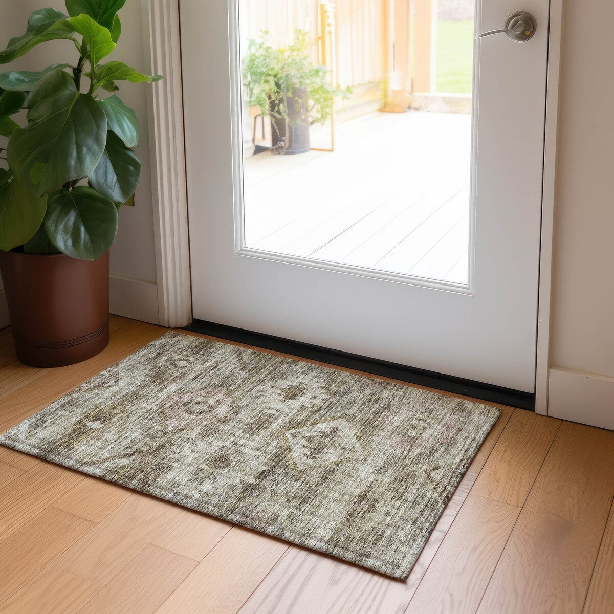 Machine Washable Indoor/ Outdoor Chantille Boho Tribal Rug