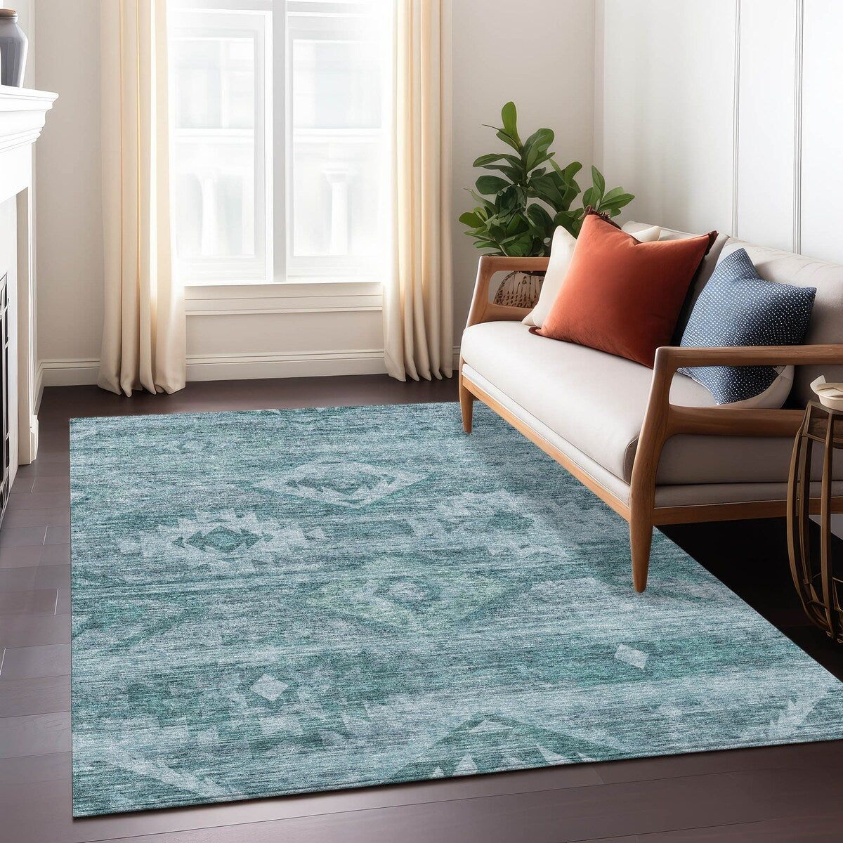 Machine Washable Indoor/ Outdoor Chantille Boho Tribal Rug