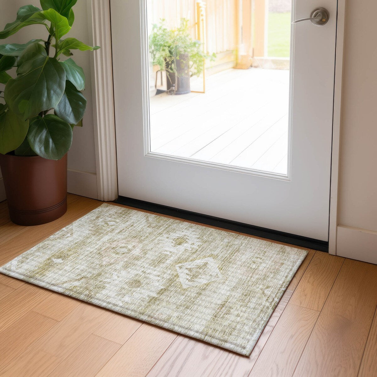 Machine Washable Indoor/ Outdoor Chantille Boho Tribal Rug