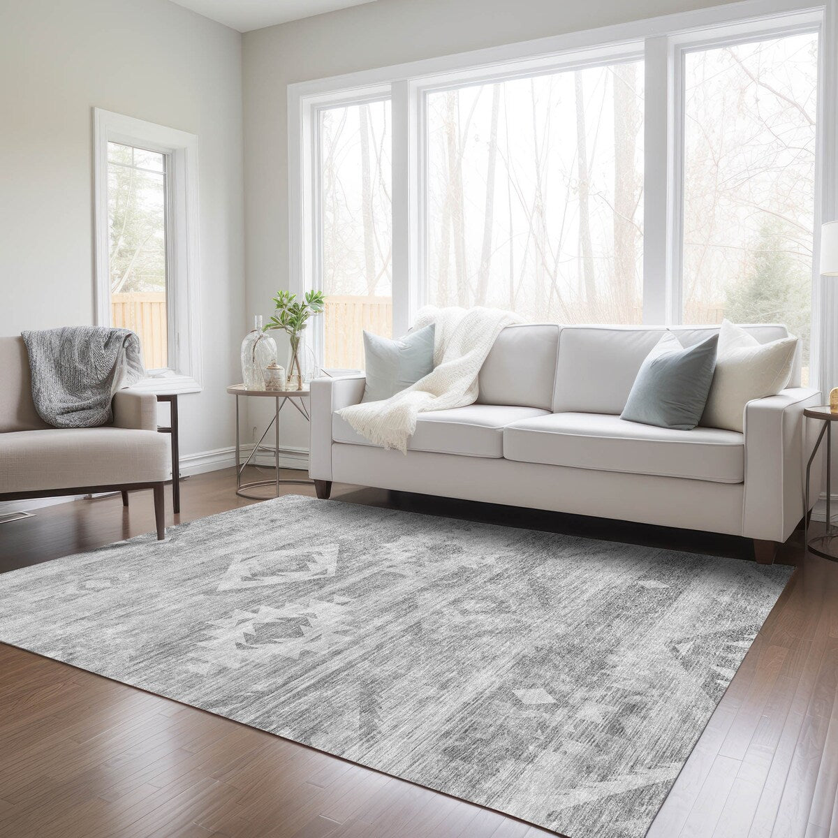 Machine Washable Indoor/ Outdoor Chantille Boho Tribal Rug