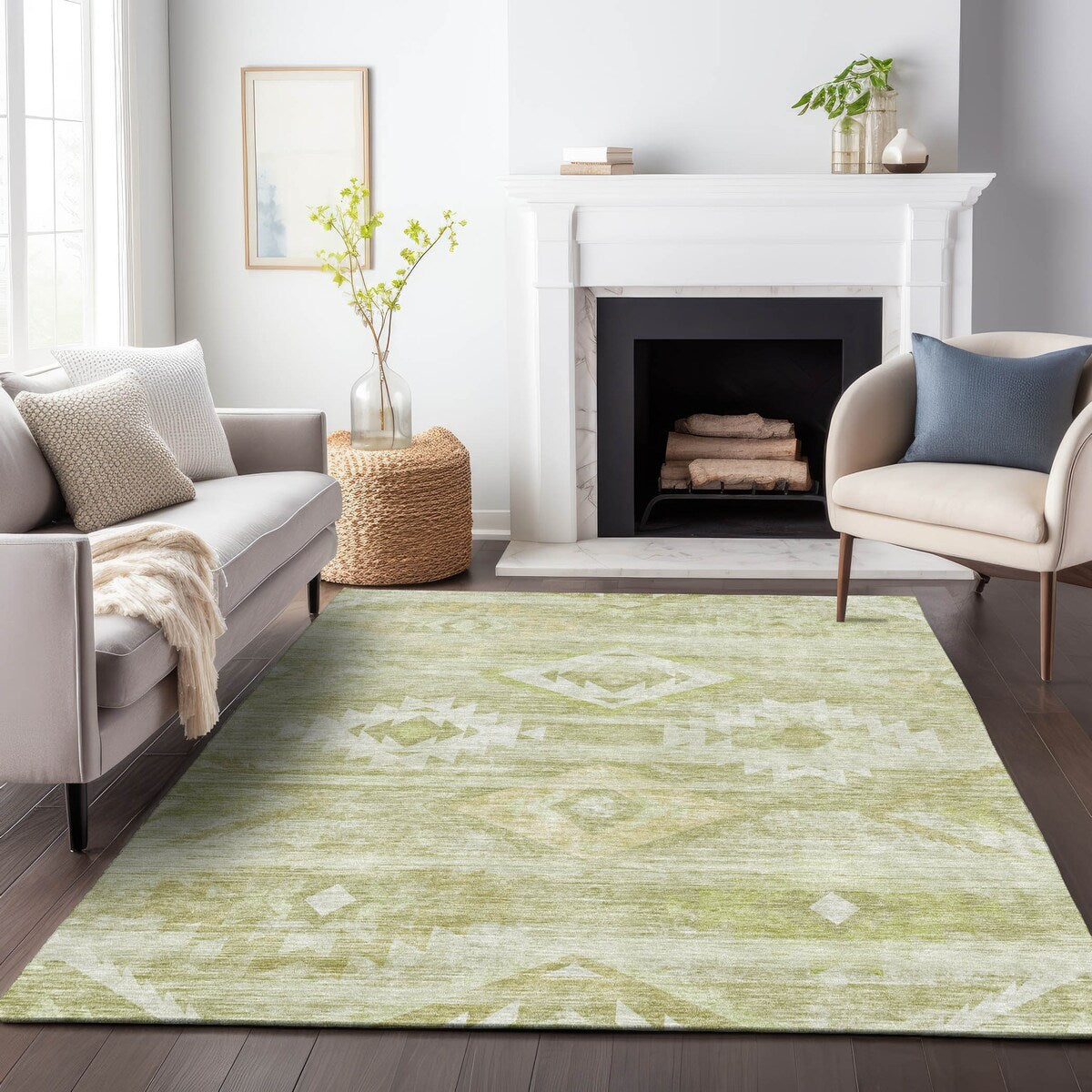 Machine Washable Indoor/ Outdoor Chantille Boho Tribal Rug