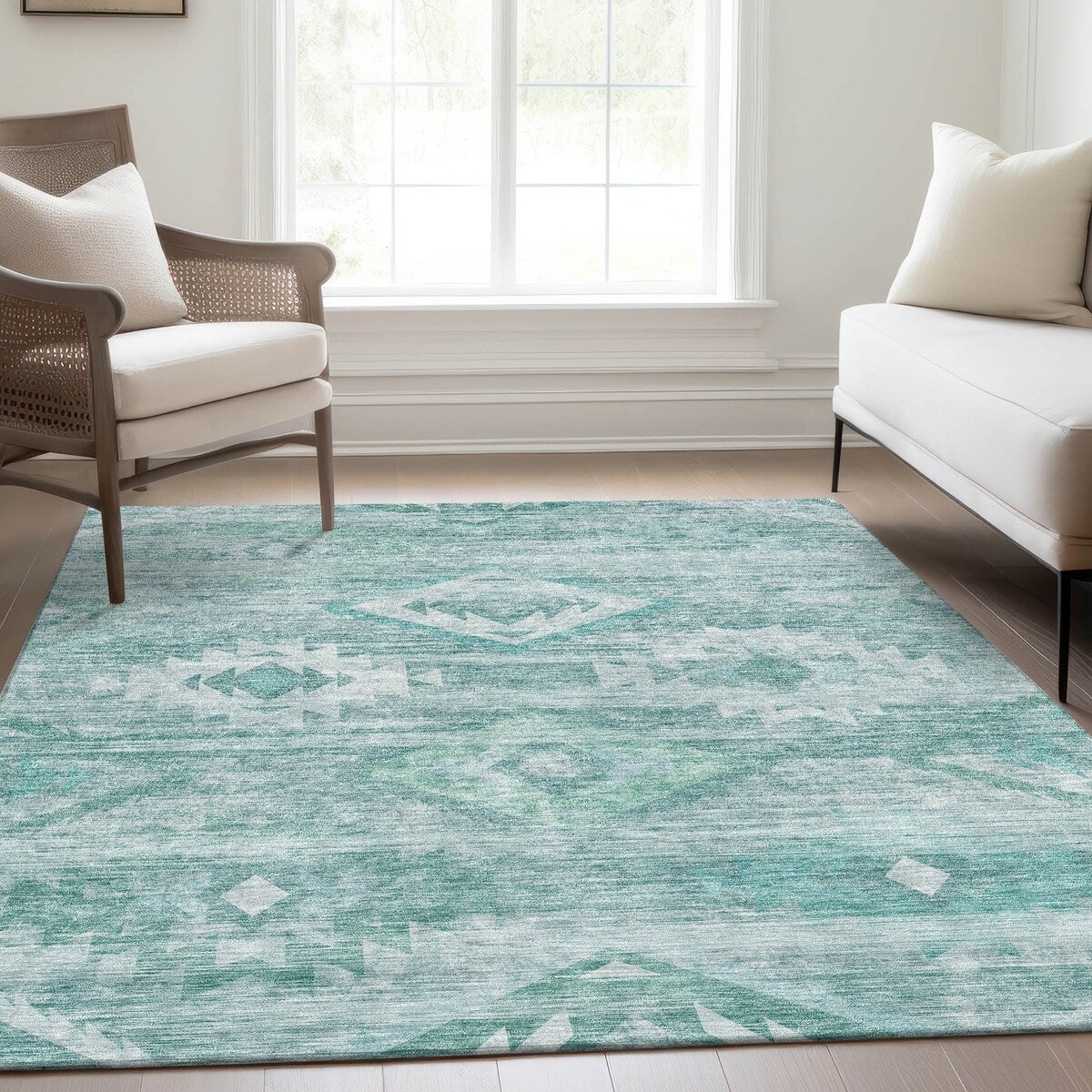 Machine Washable Indoor/ Outdoor Chantille Boho Tribal Rug