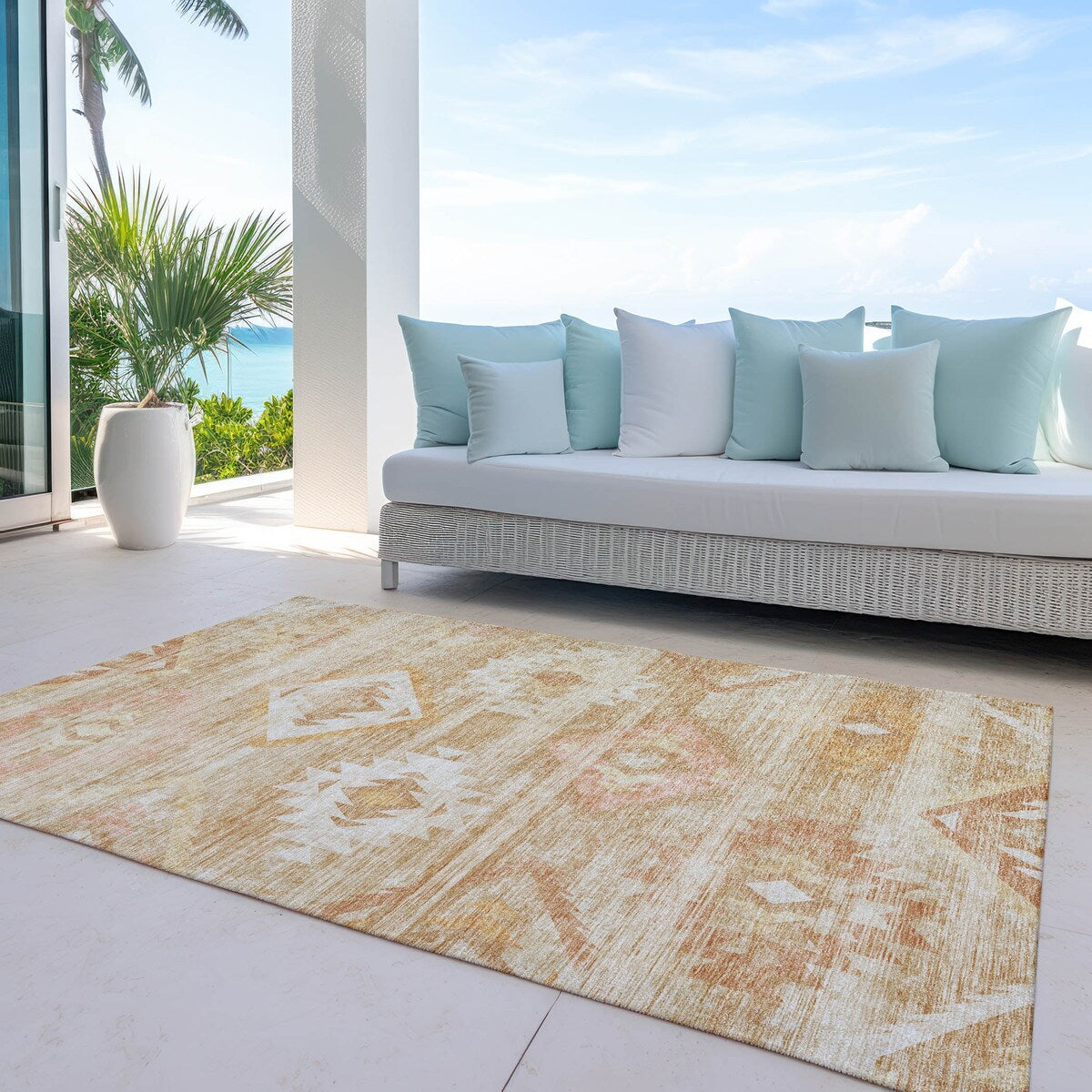 Machine Washable Indoor/ Outdoor Chantille Boho Tribal Rug