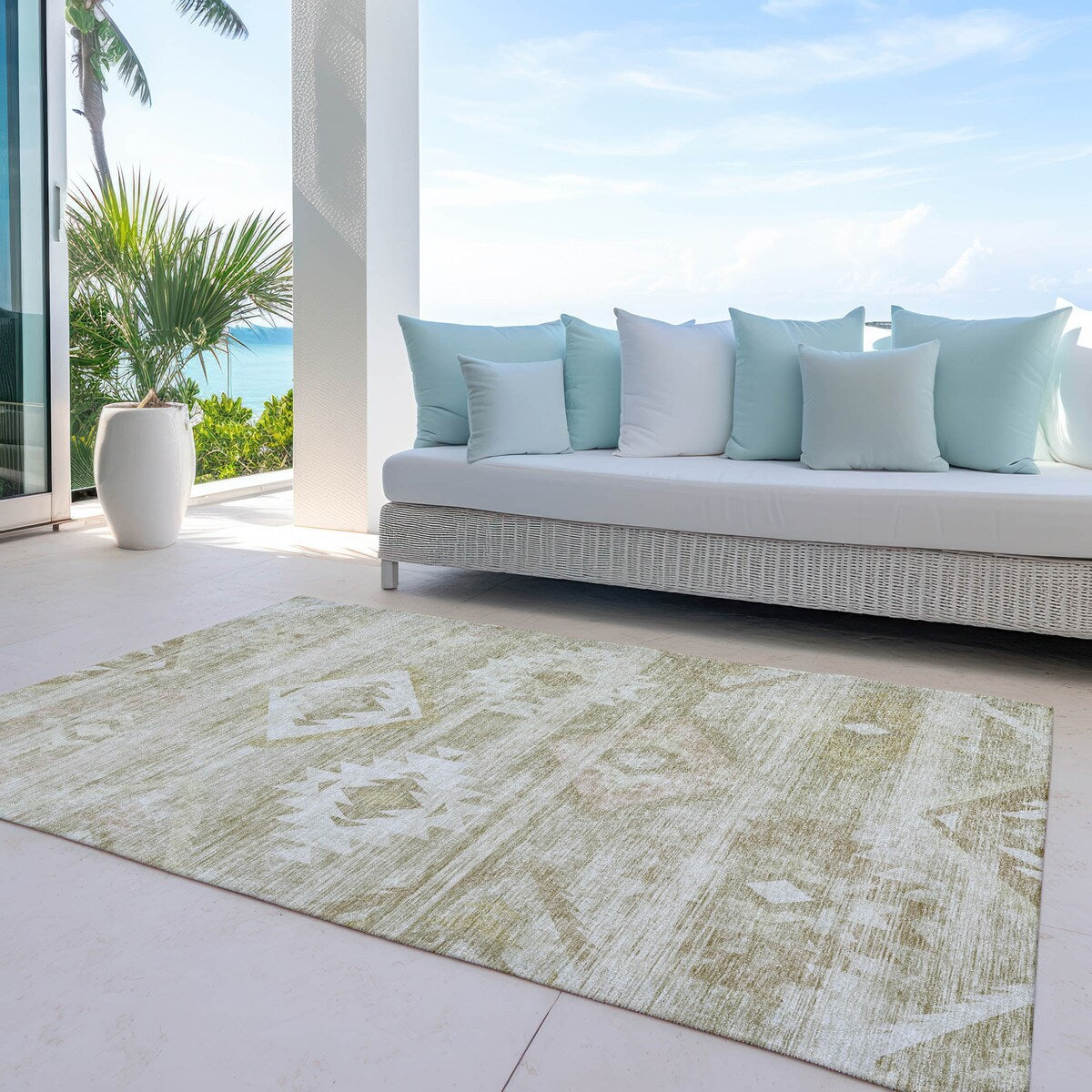 Machine Washable Indoor/ Outdoor Chantille Boho Tribal Rug