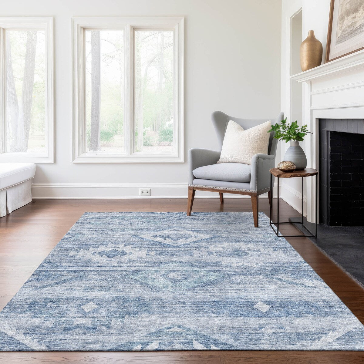 Machine Washable Indoor/ Outdoor Chantille Boho Tribal Rug