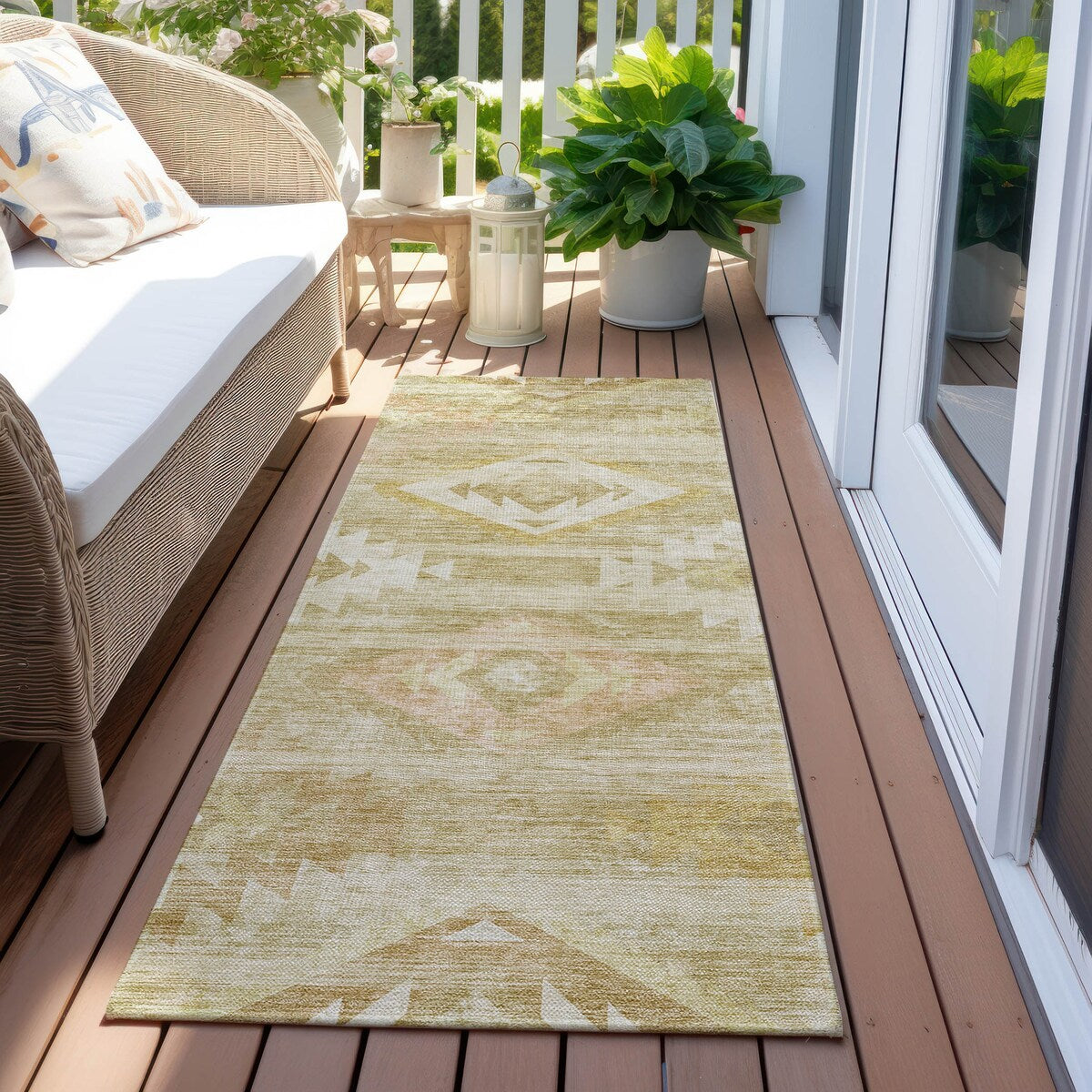 Machine Washable Indoor/ Outdoor Chantille Boho Tribal Rug