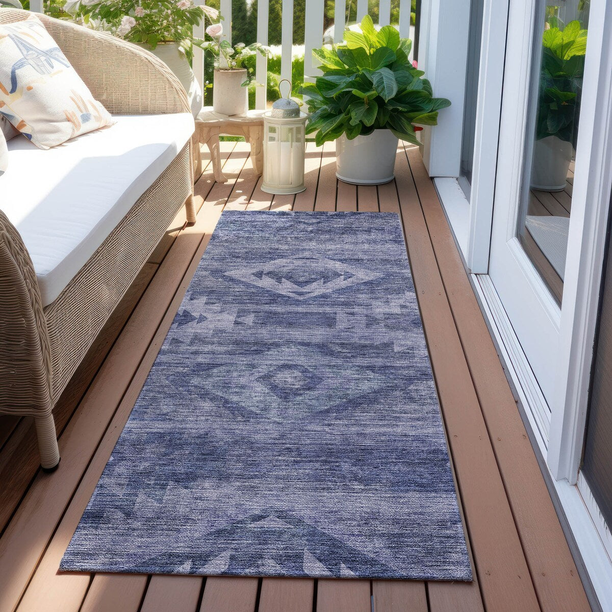 Machine Washable Indoor/ Outdoor Chantille Boho Tribal Rug
