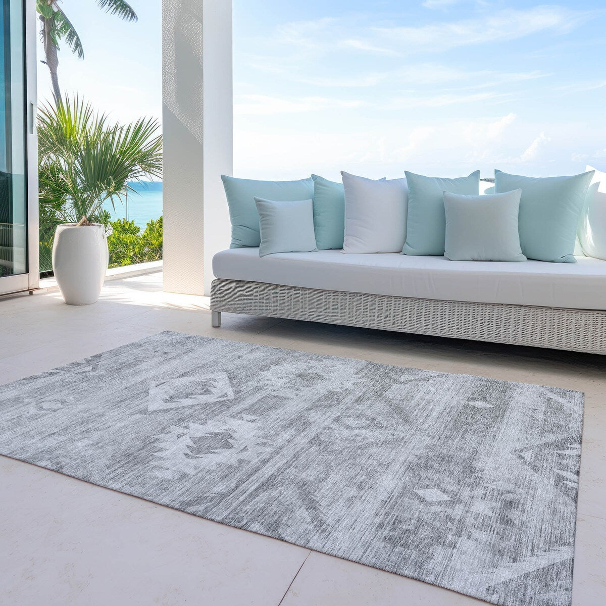 Machine Washable Indoor/ Outdoor Chantille Boho Tribal Rug